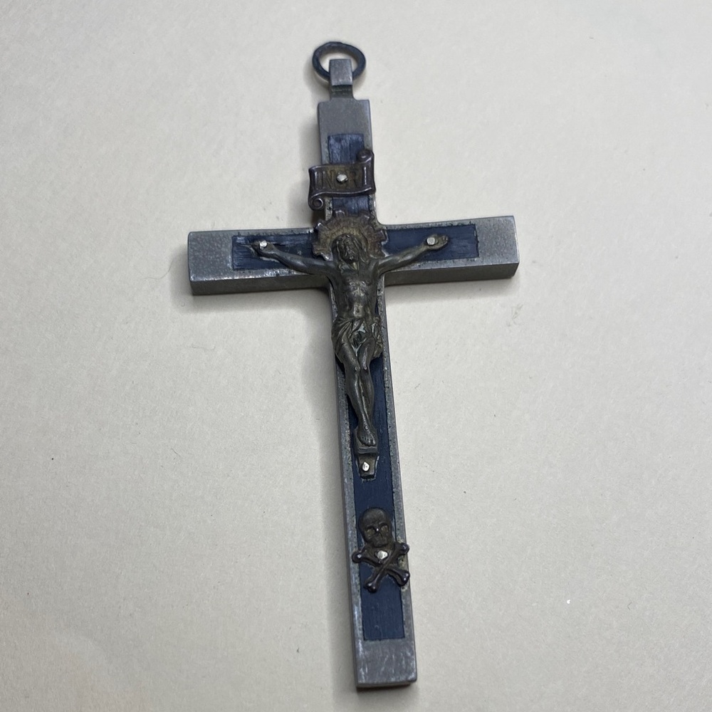 Antique German skull ☠️ & bones rare Crucifix